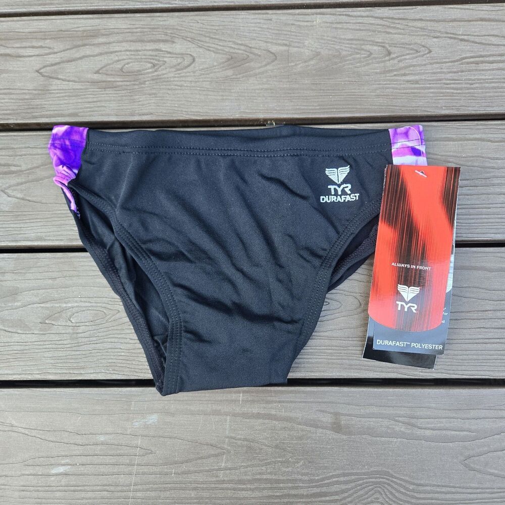 TYR Durafast Admiral Splice Swimwear Boy's Men Purple Racer Briefs Sz 28 New